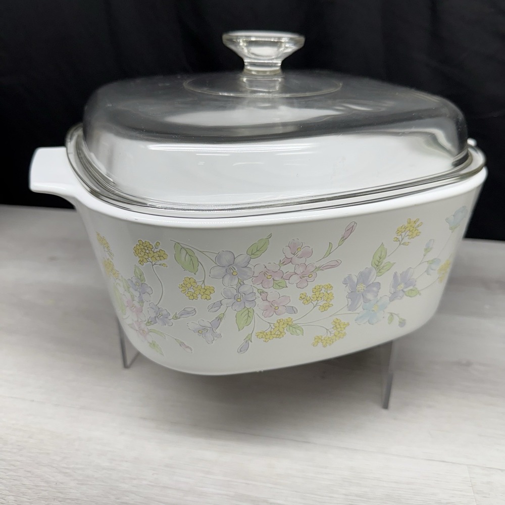 Vintage CorningWare Floral Pastel Bouquet 5 L Casserole Dish A-5-B with Lid
